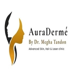 The "AuraDermé - Dr. Megha Tandon" user's logo